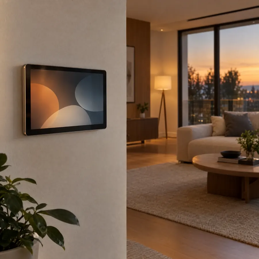 Smart-Home-Bedienfeld im Wohnzimmer