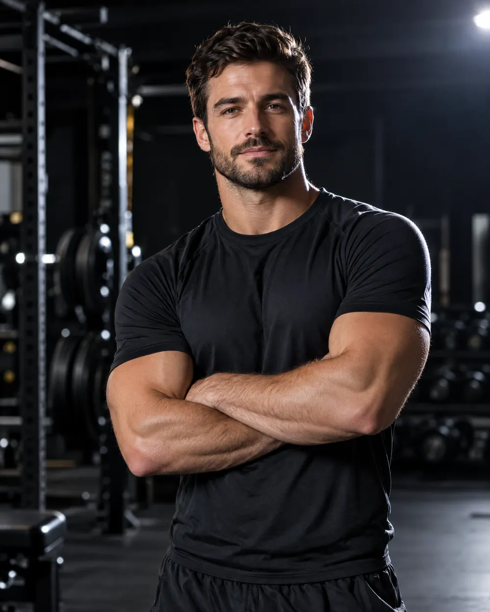 Trainer Max mit verschränkten Armen im Studio