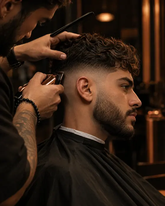 Barber schneidet einen Fade