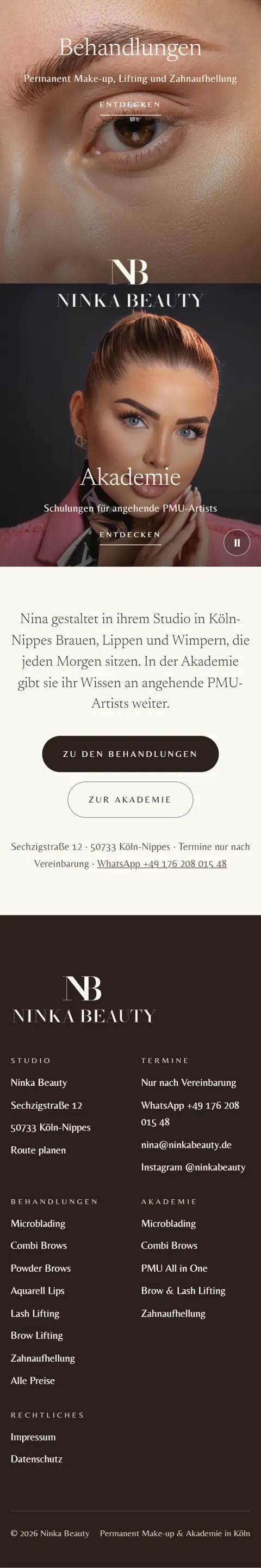 Ninka Beauty, Ansicht am Handy